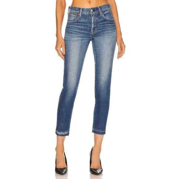 NWT Moussy Vintage Clarence Skinny in Blue Release Fray Hem Stretch Jeans 25